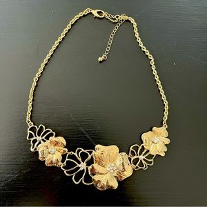 Gold Flowered Costume Necklace